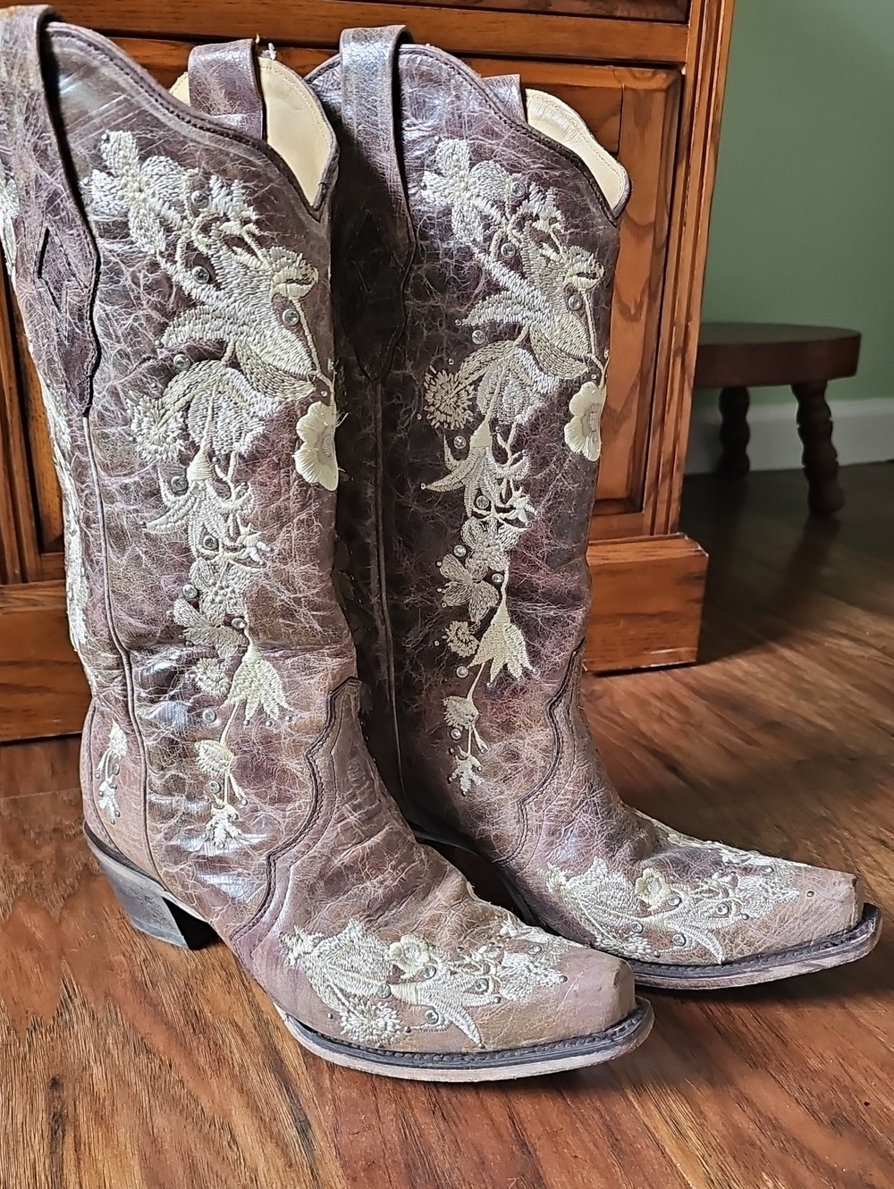 Corral Brown Leather Western Embroidered Women's Cowboy Boots